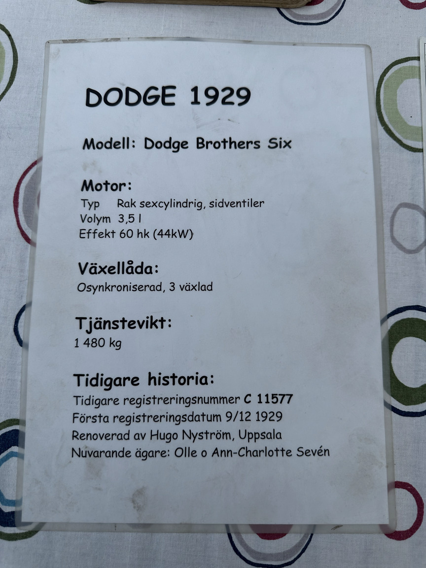 Dokumentation för 1929 Dodge Brother Six