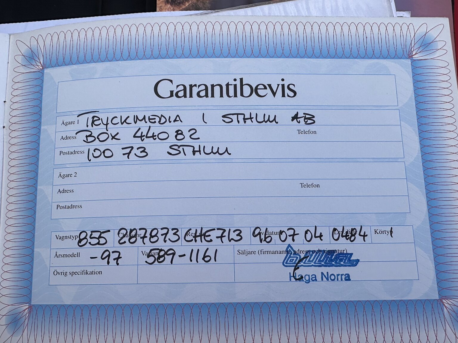 Dokumentation för 1997 Volvo 850 R