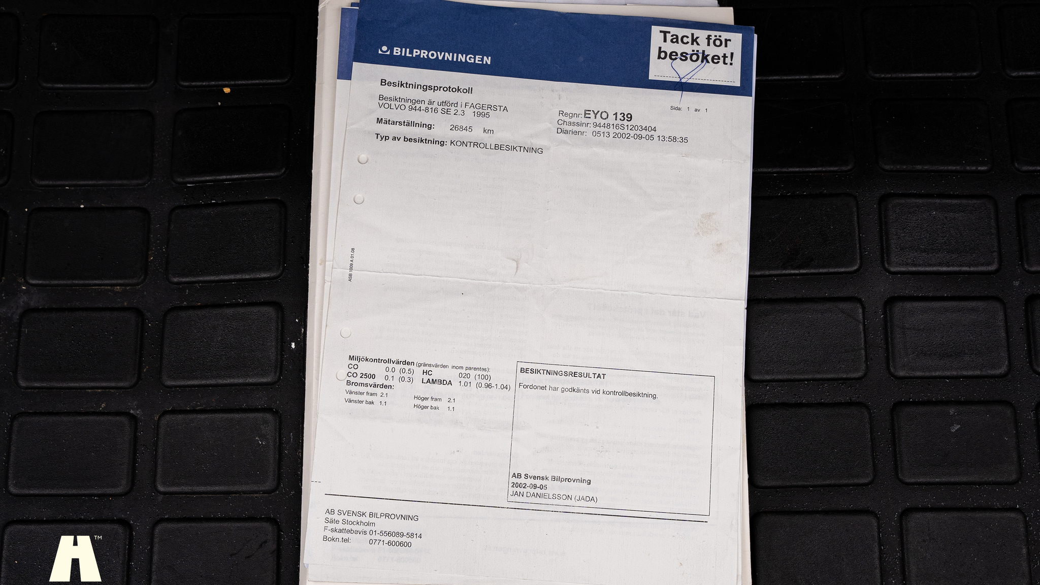 Documentation for 1995 Volvo 940 SE