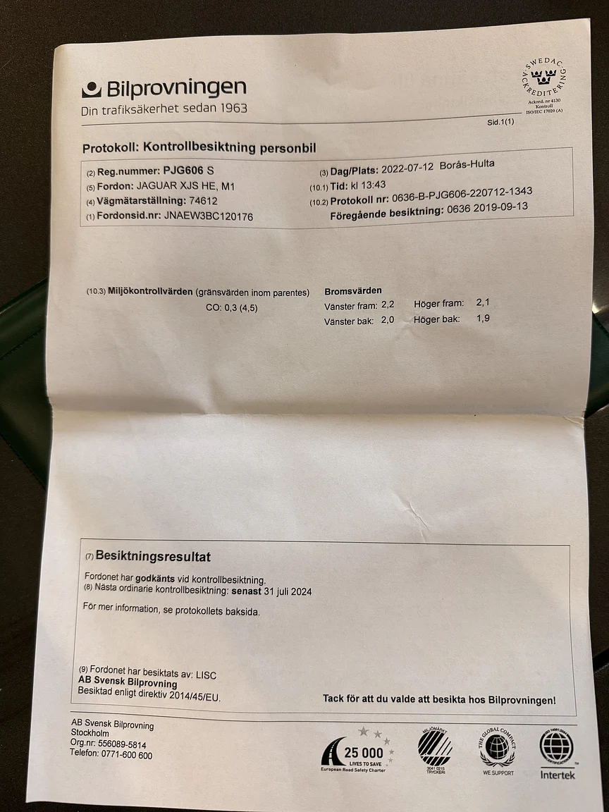 Dokumentation för 1985 Jaguar XJS HE (2)