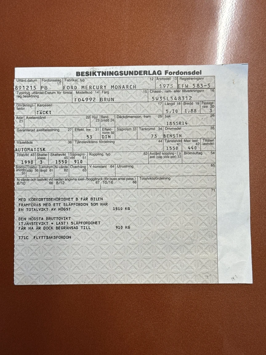 Documentation for 1975 Mercury Monarch Coupe (16)