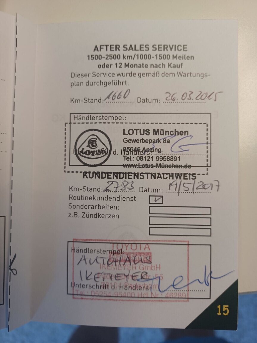 Dokumentation för 2015 Lotus Evora S