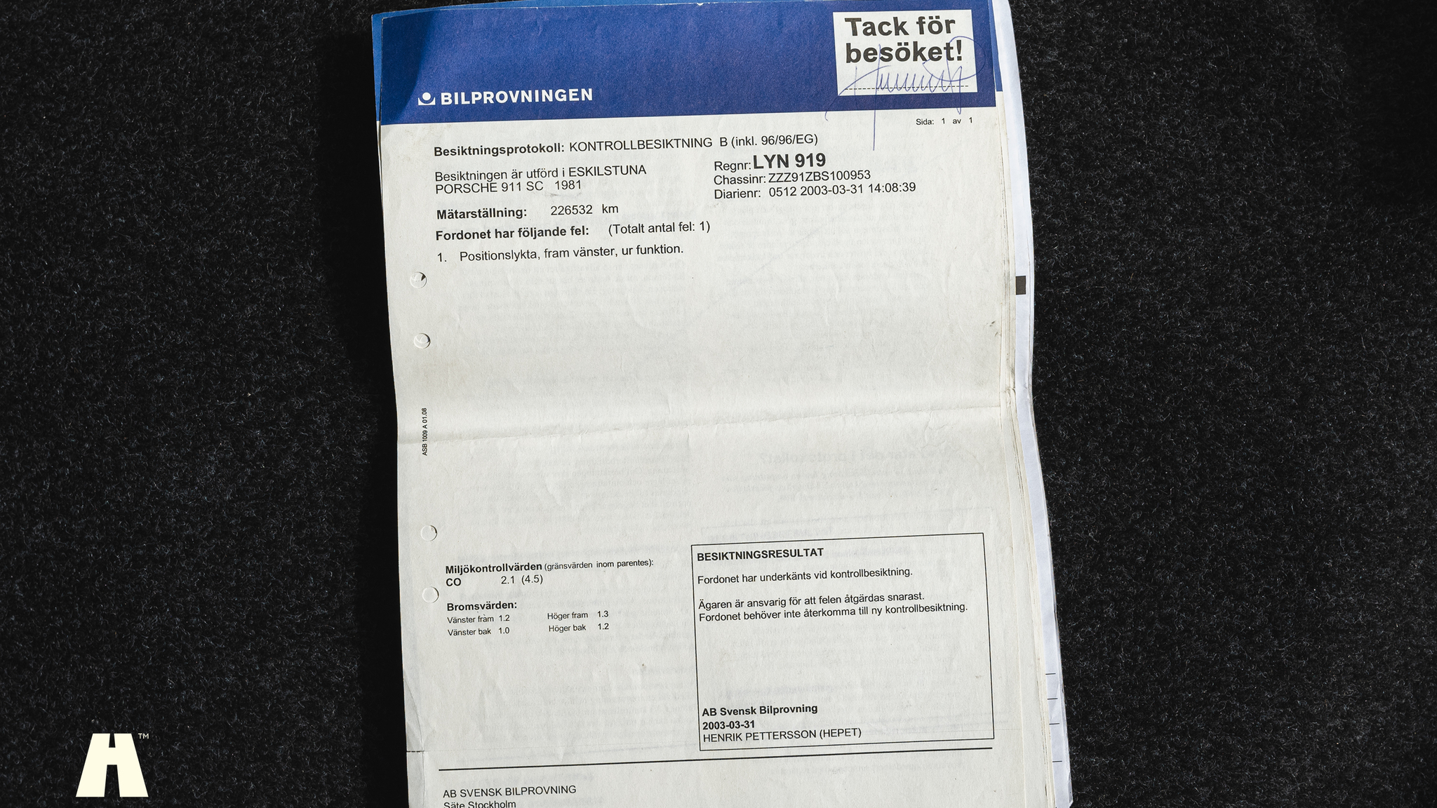 Dokumentation för 1981 Porsche 911 SC Backdate