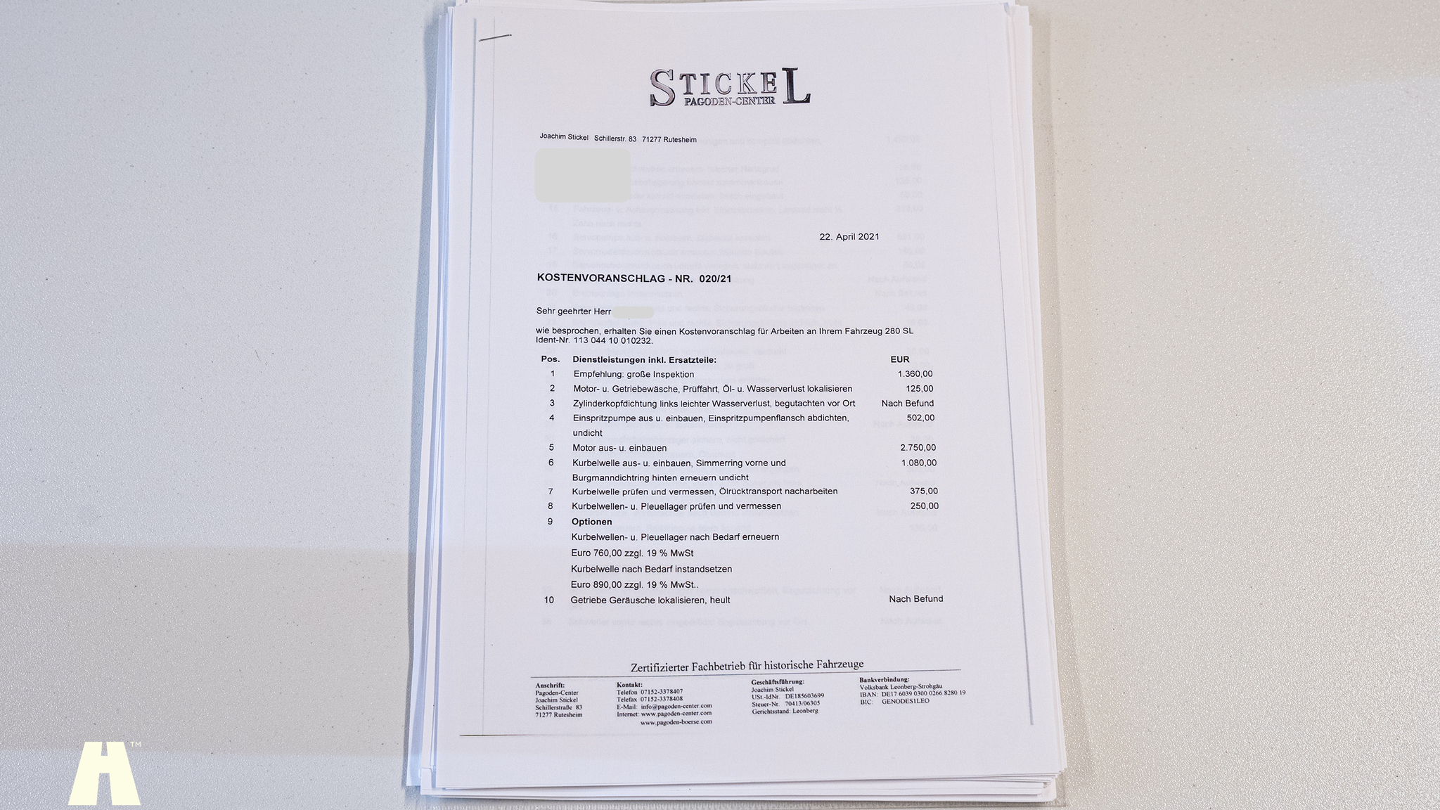 Dokumentation för 1970 Mercedes 280 SL Pagoda (3)