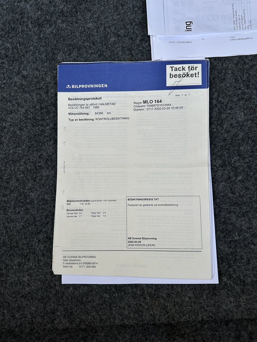 Dokumentation för 1986 Volvo 760 GLE 2.8 V6 Automatisk