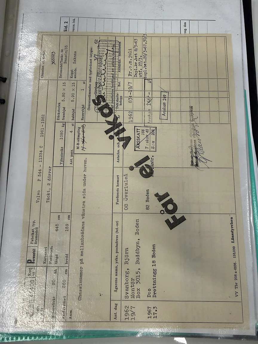 Documentation for 1961 Volvo PV544C Sport (10)