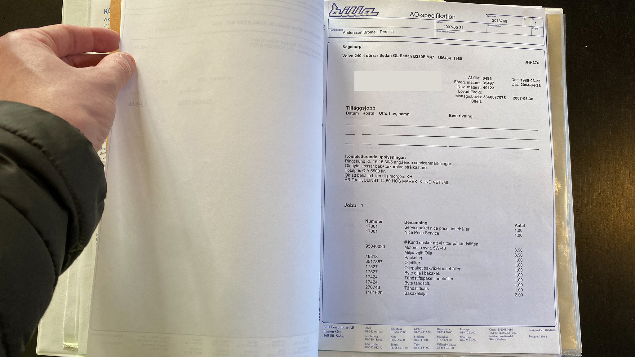 Dokumentation för 1988 Volvo 240 GL