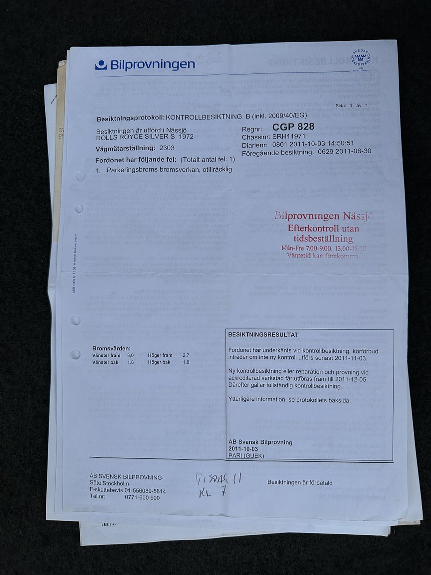 Documentation for 1972 Rolls-Royce Silver Shadow