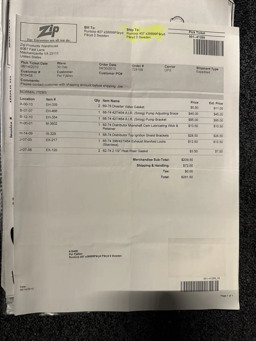 Documentation for 1974 Chevrolet Corvette Stingray