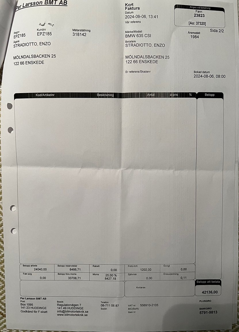 Dokumentation för 1984 BMW 635CSi