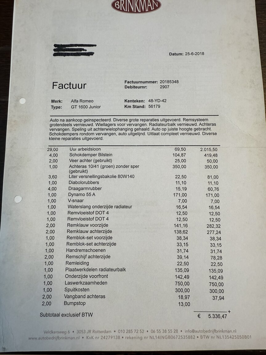 Documentation for 1974 Alfa Romeo GT 1600 Junior
