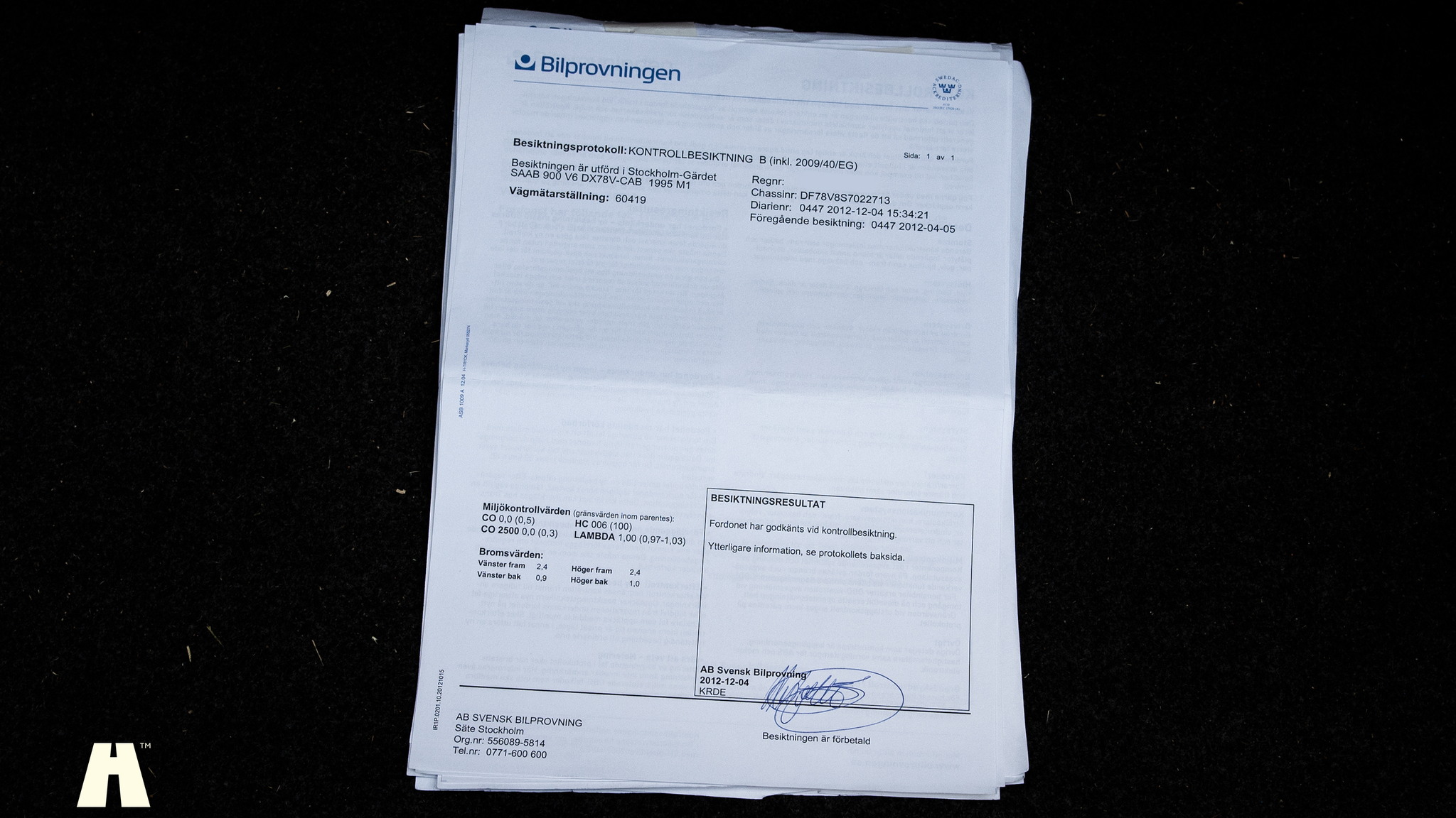 Dokumentation för 1995 SAAB 900 SE V6 Automat