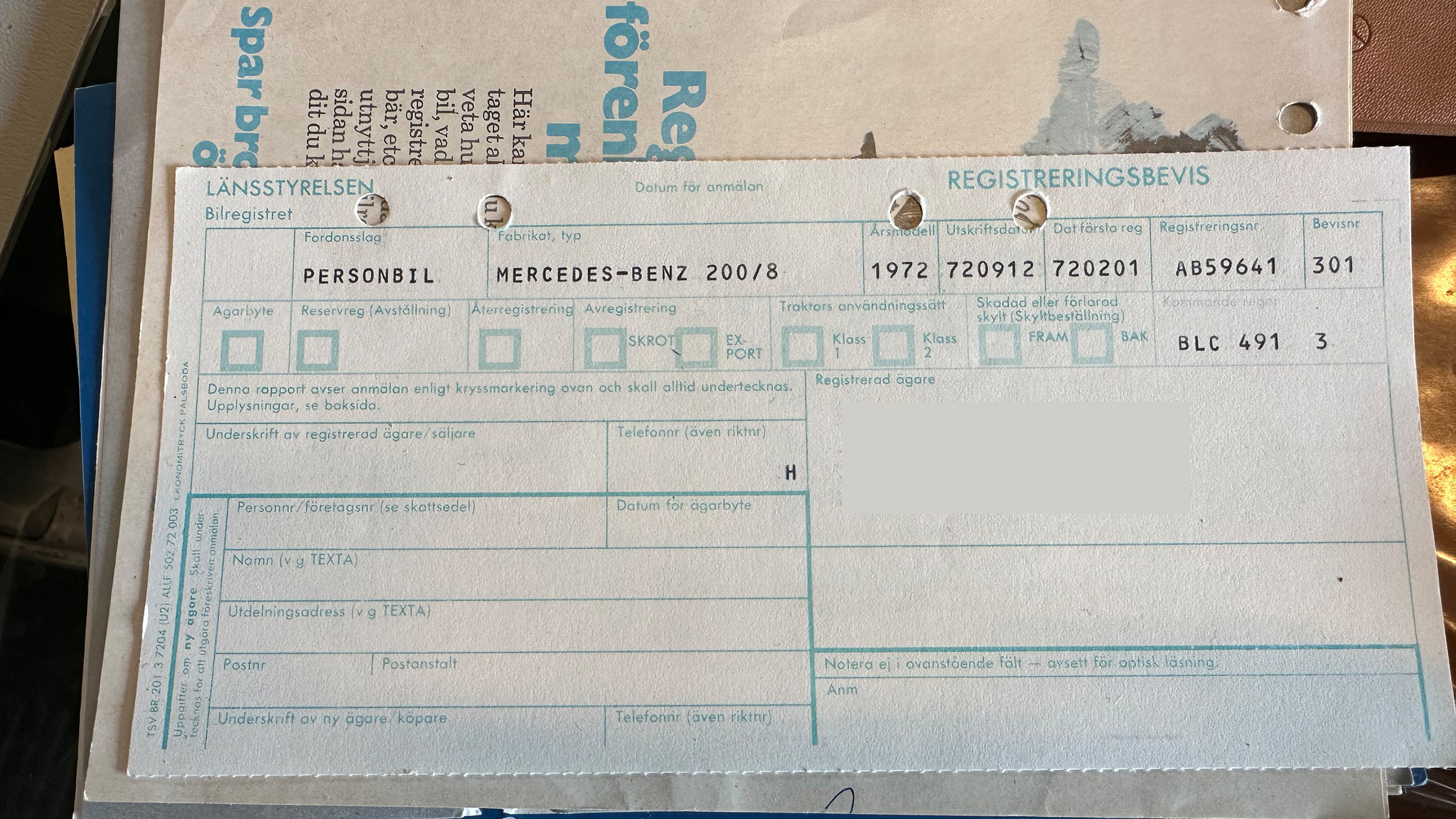 Dokumentation, 1972 Mercedes-Benz 200