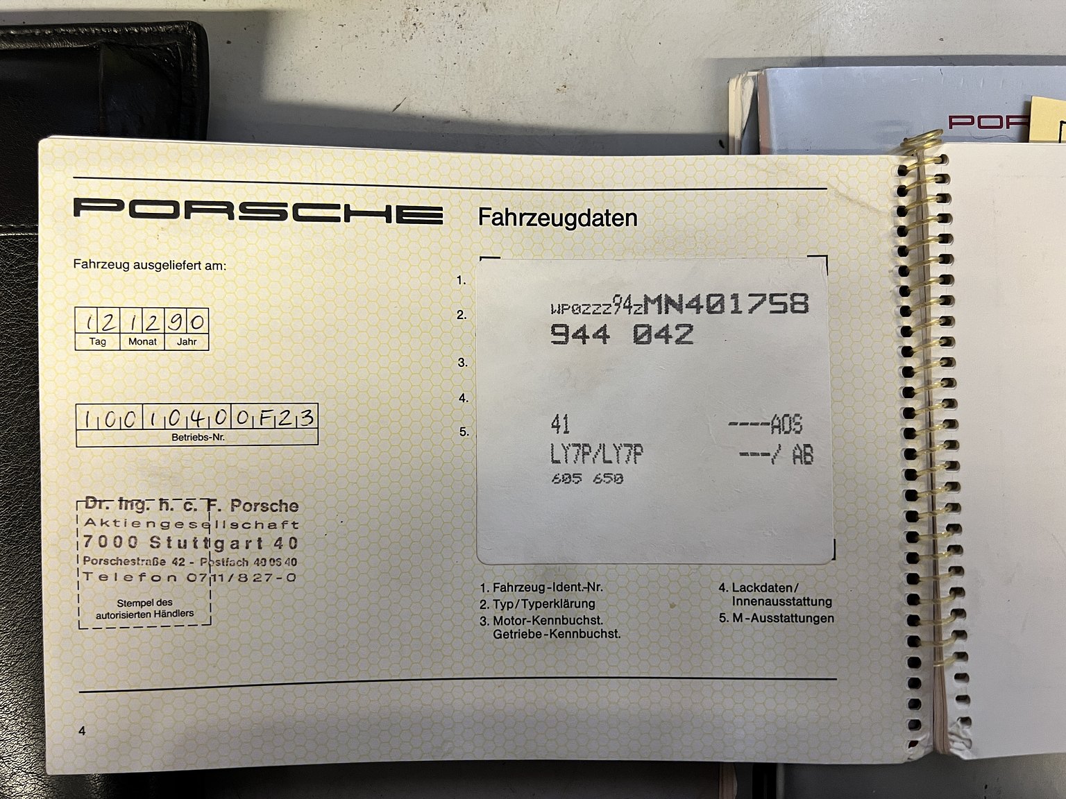 Dokumentation för 1991 PORSCHE 944 S2