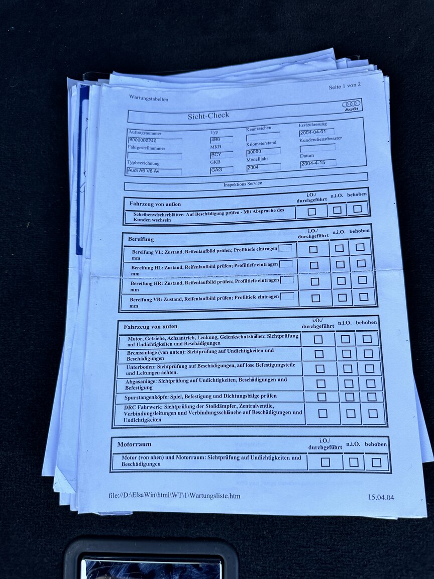 Documentation for 2003  Audi RS6 C5