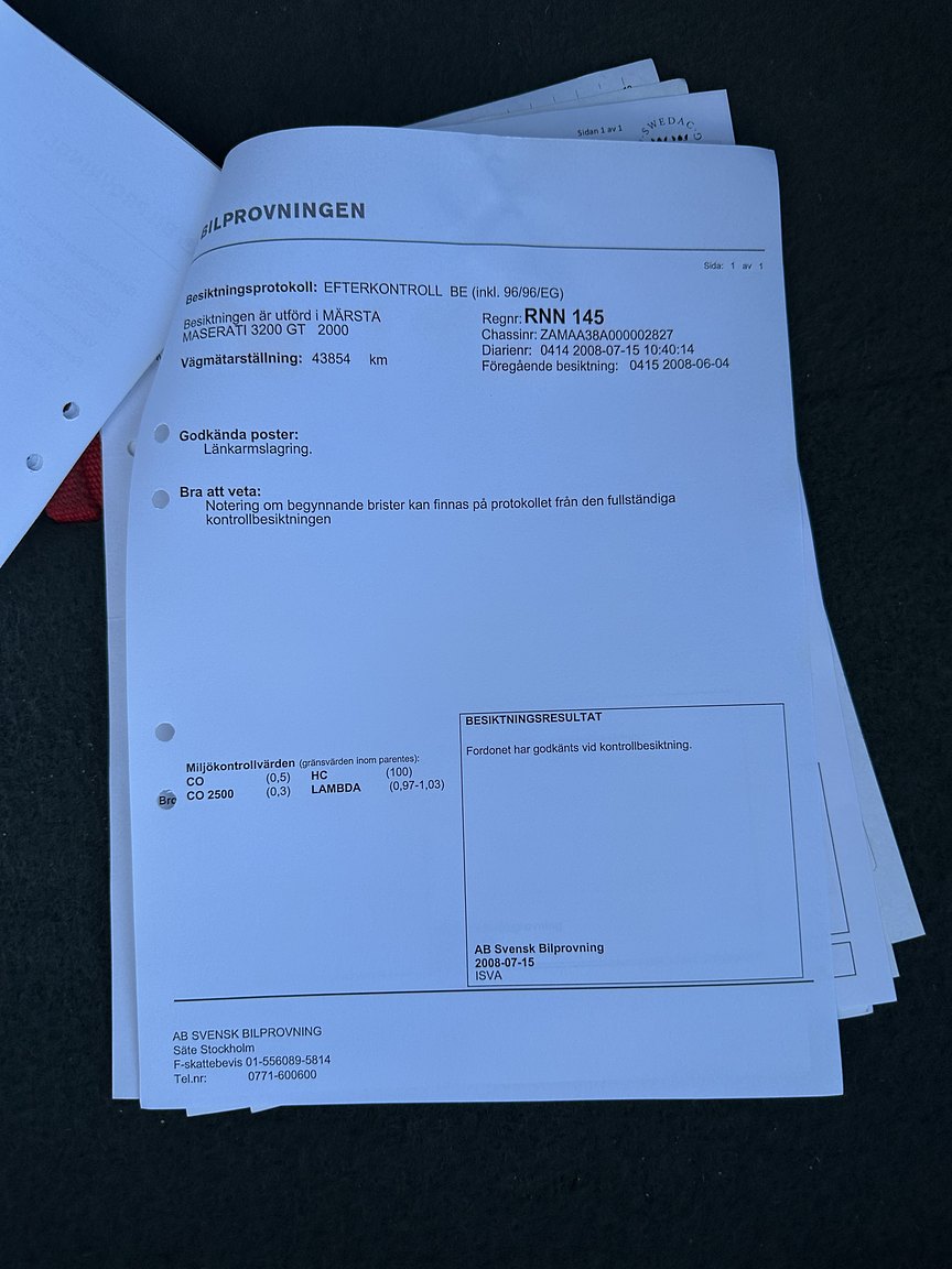 Documentation for 2000 Maserati 3200 GT