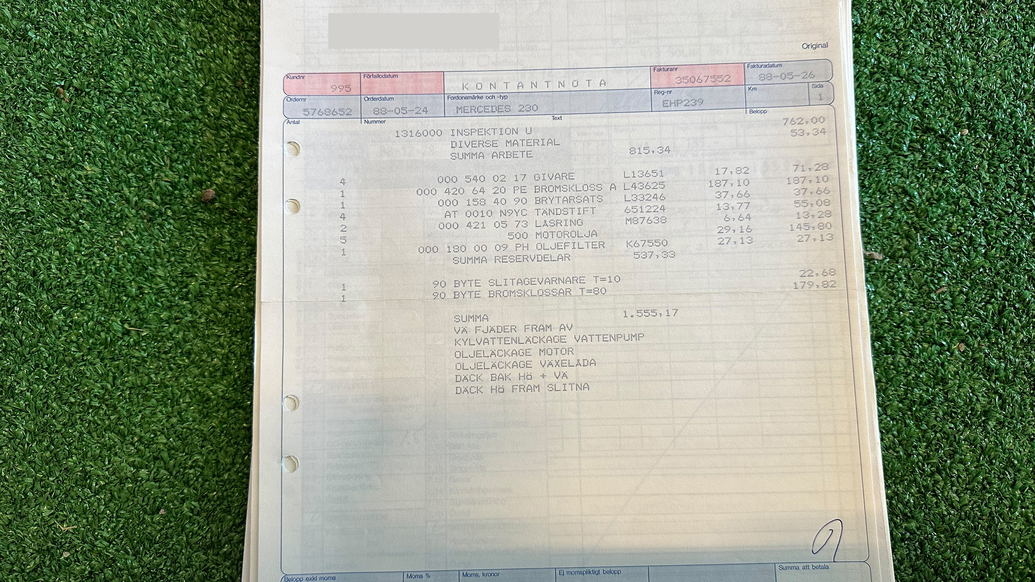 Dokumentation för 1979 Mercedes Benz 230