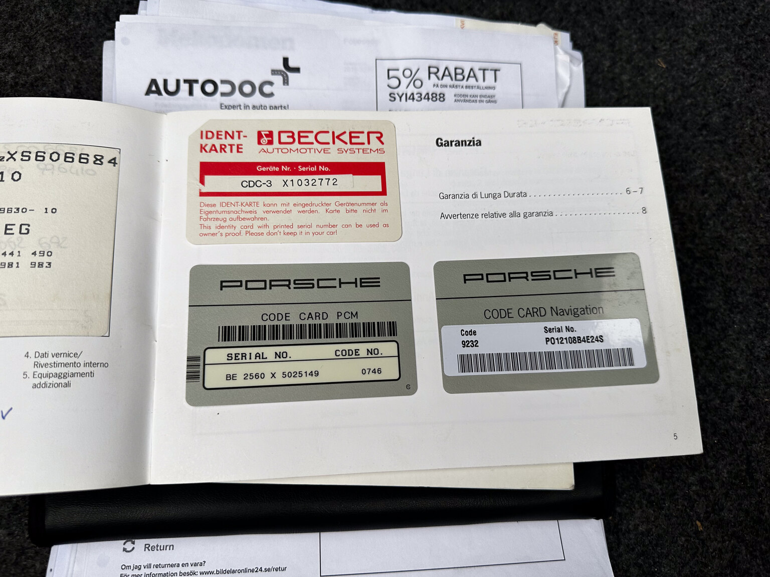 Documentation for 1999 Porsche 911 Carrera 4
