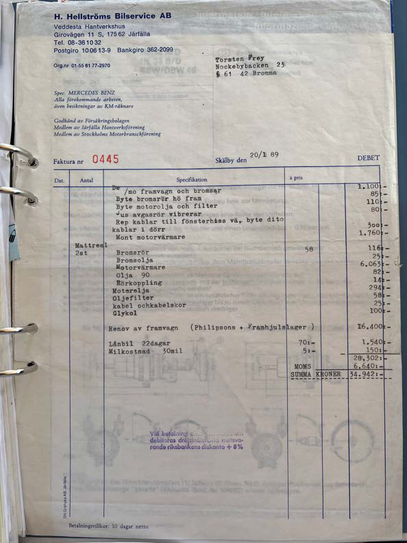 Documentation for 1986 Mercedes 280 GE