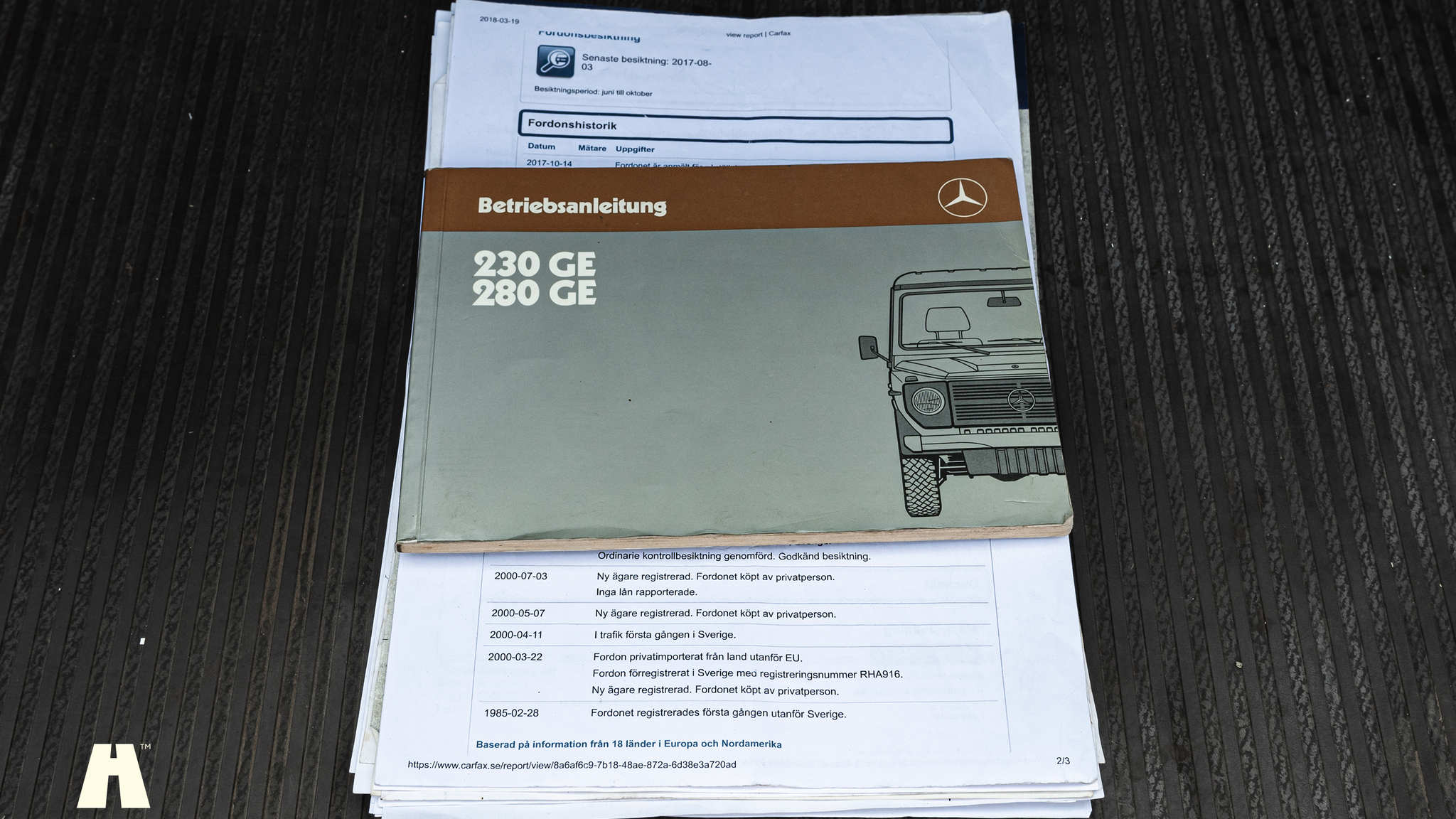 Dokumentation för 1985 Mercedes 230GE Cabrio