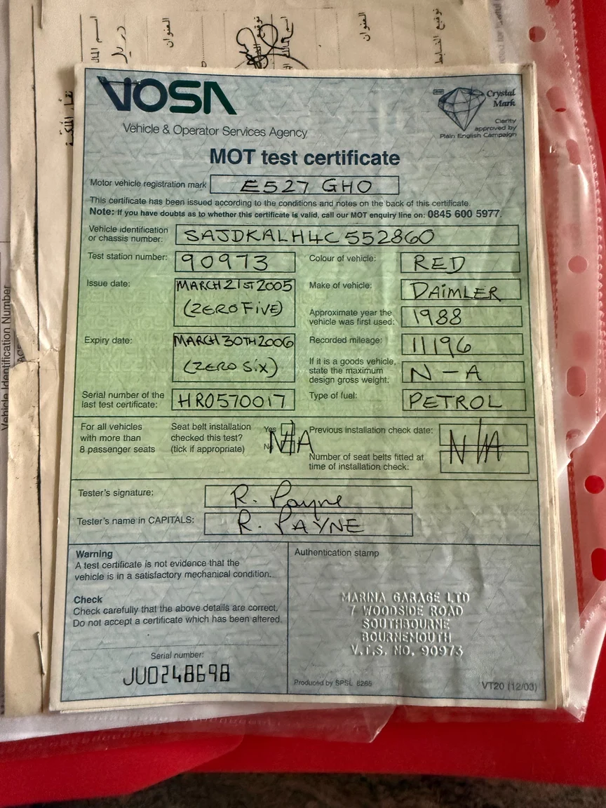 Documentation for 1988 Daimler Six (64)