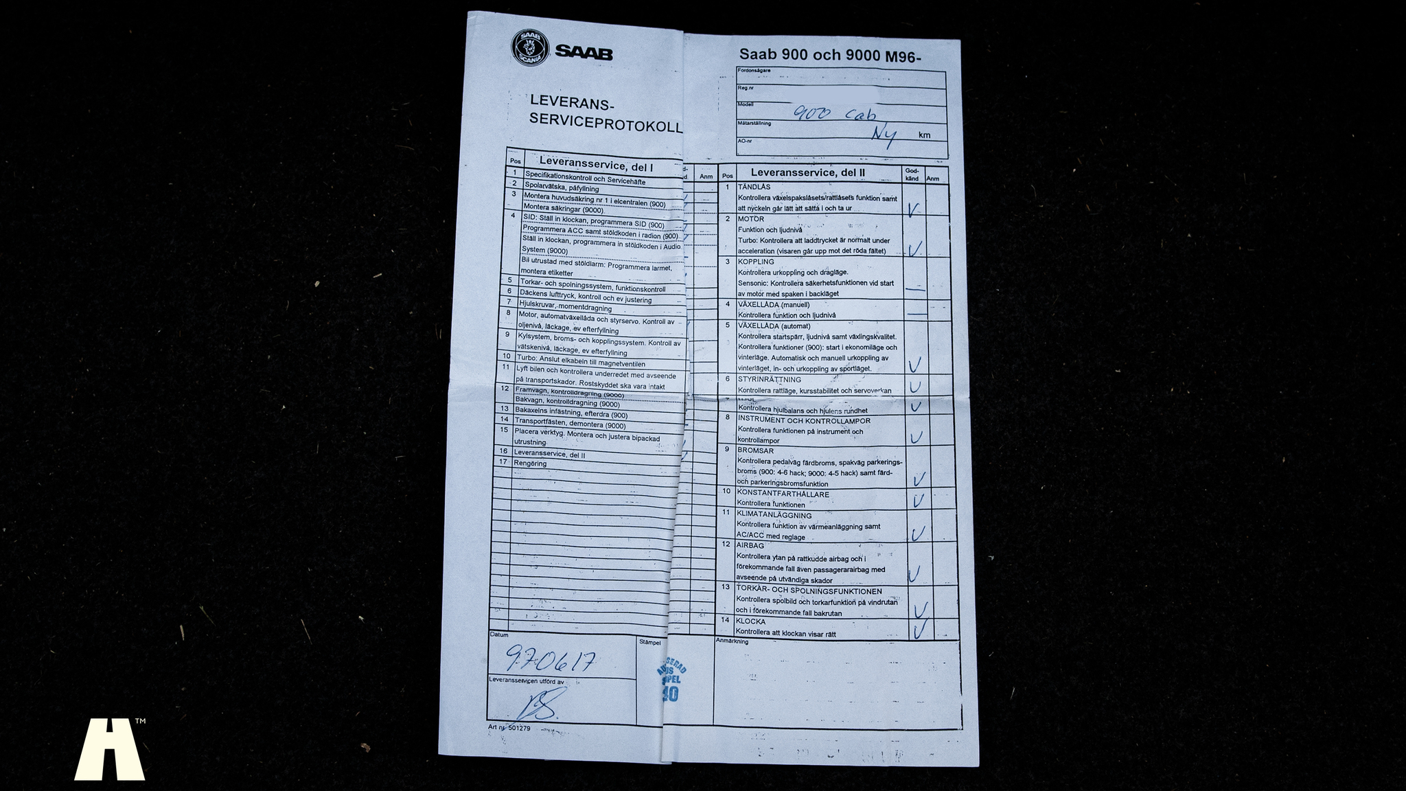 Dokumentation för 1995 SAAB 900 SE V6 Automat