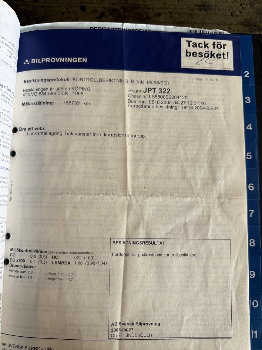 Documentation for 1995 Volvo 850 T-5R