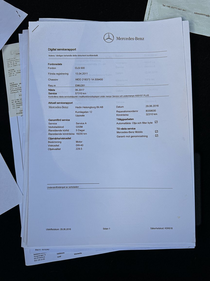 Dokumentation för 2011 Mercedes-Benz CLS 500