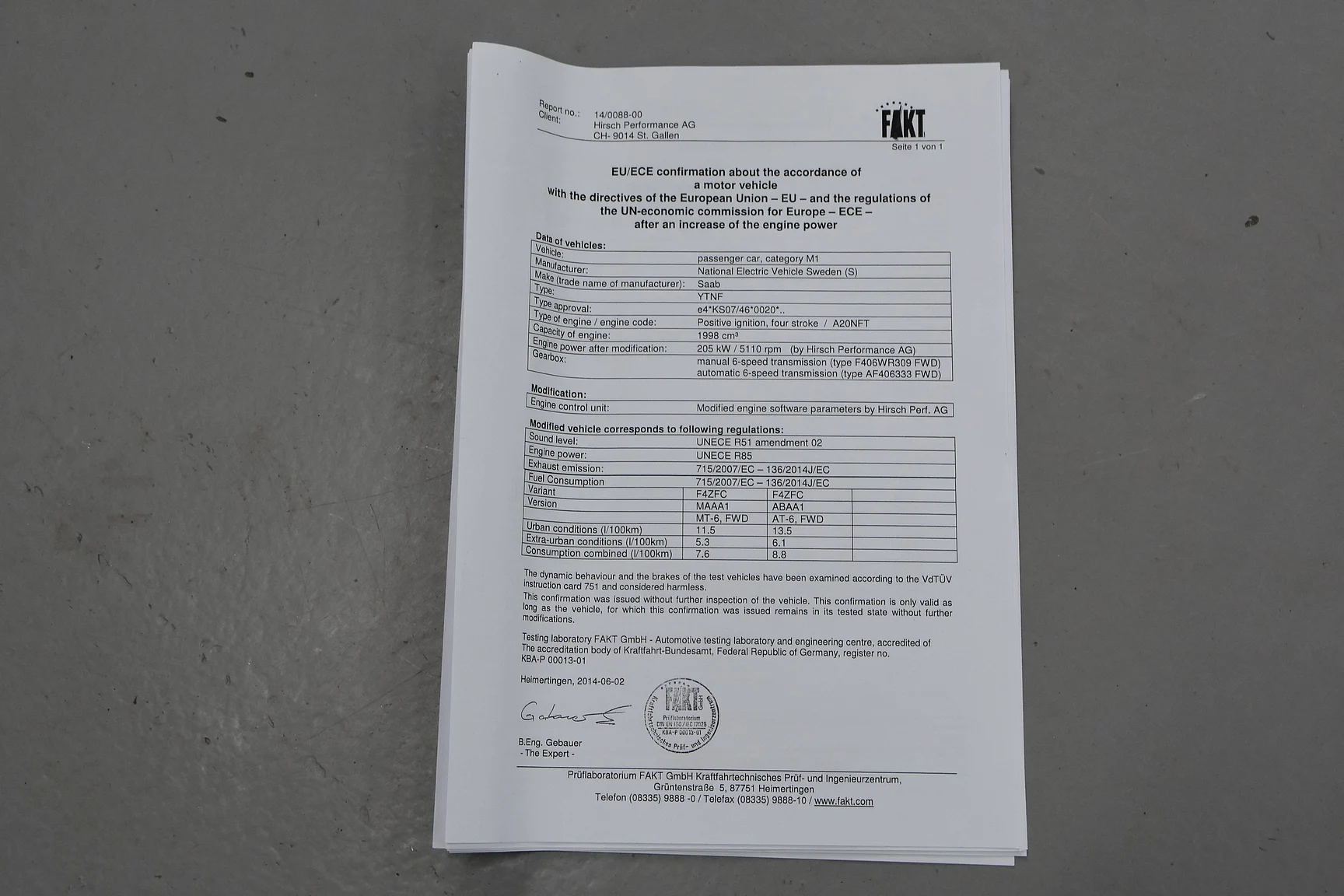 Documentation for 2014 Saab 9-3 Aero Hirsch Edition (7)