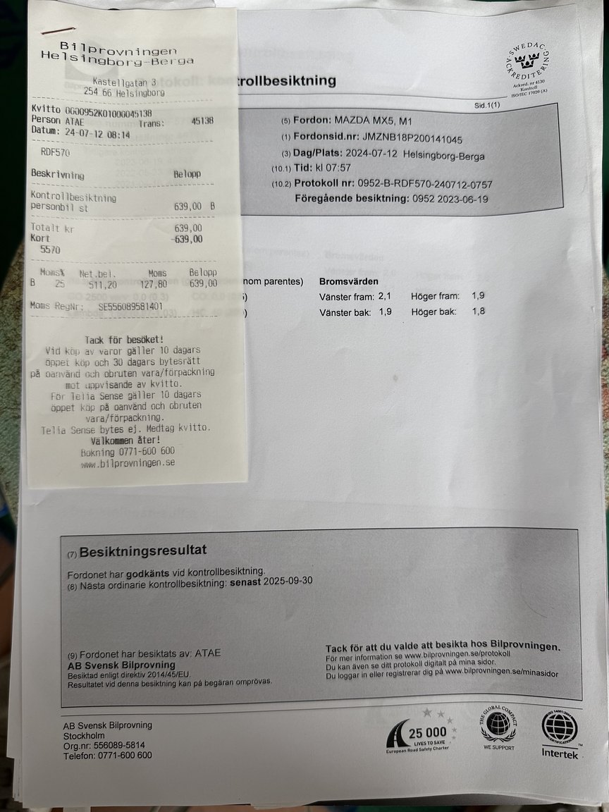 Dokumentation för 1999 Mazda MX-5