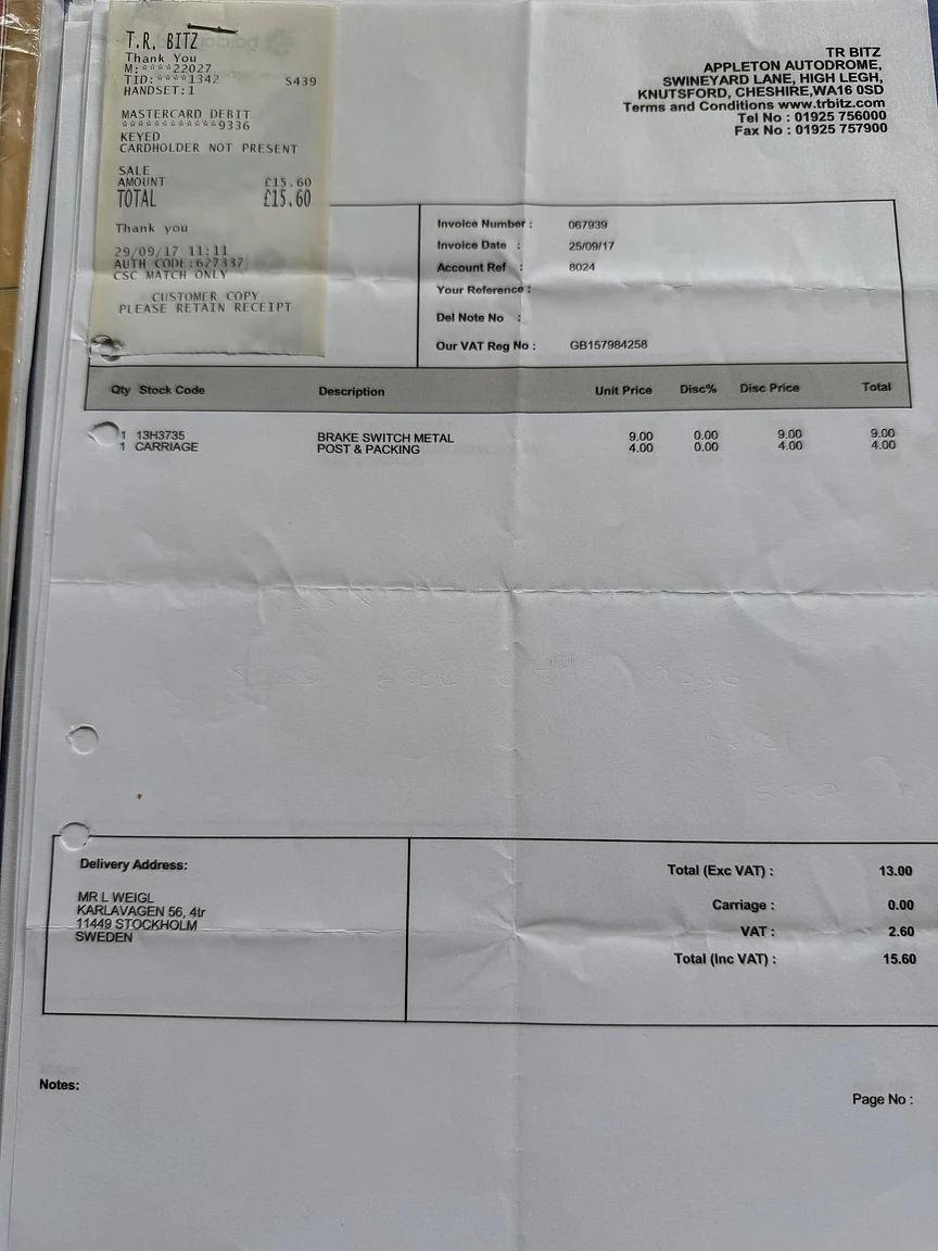 Dokumentation för 1970 Triumph TR6 Hardtop  (6)