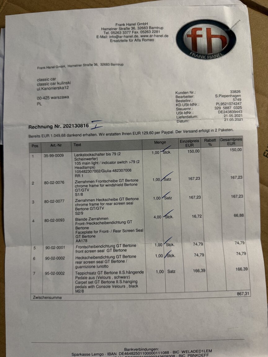 Documentation for 1974 Alfa Romeo GT 1600 Junior