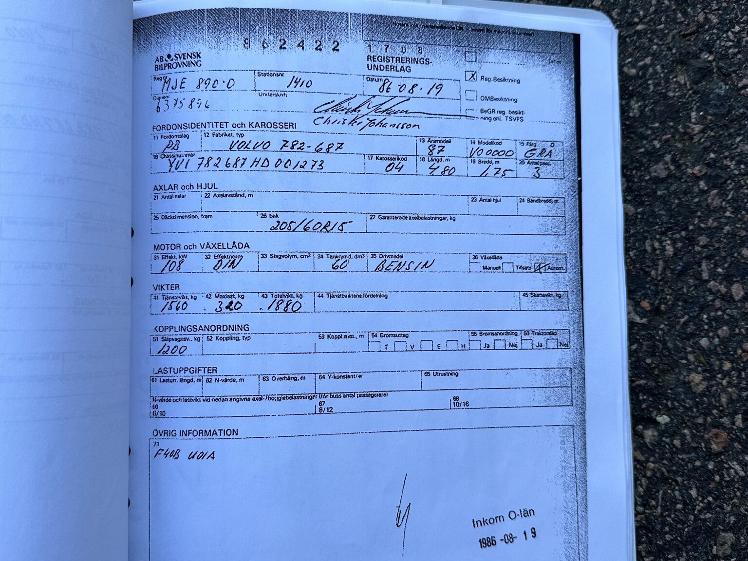 Dokumentation för 1987 Volvo 780 Bertone