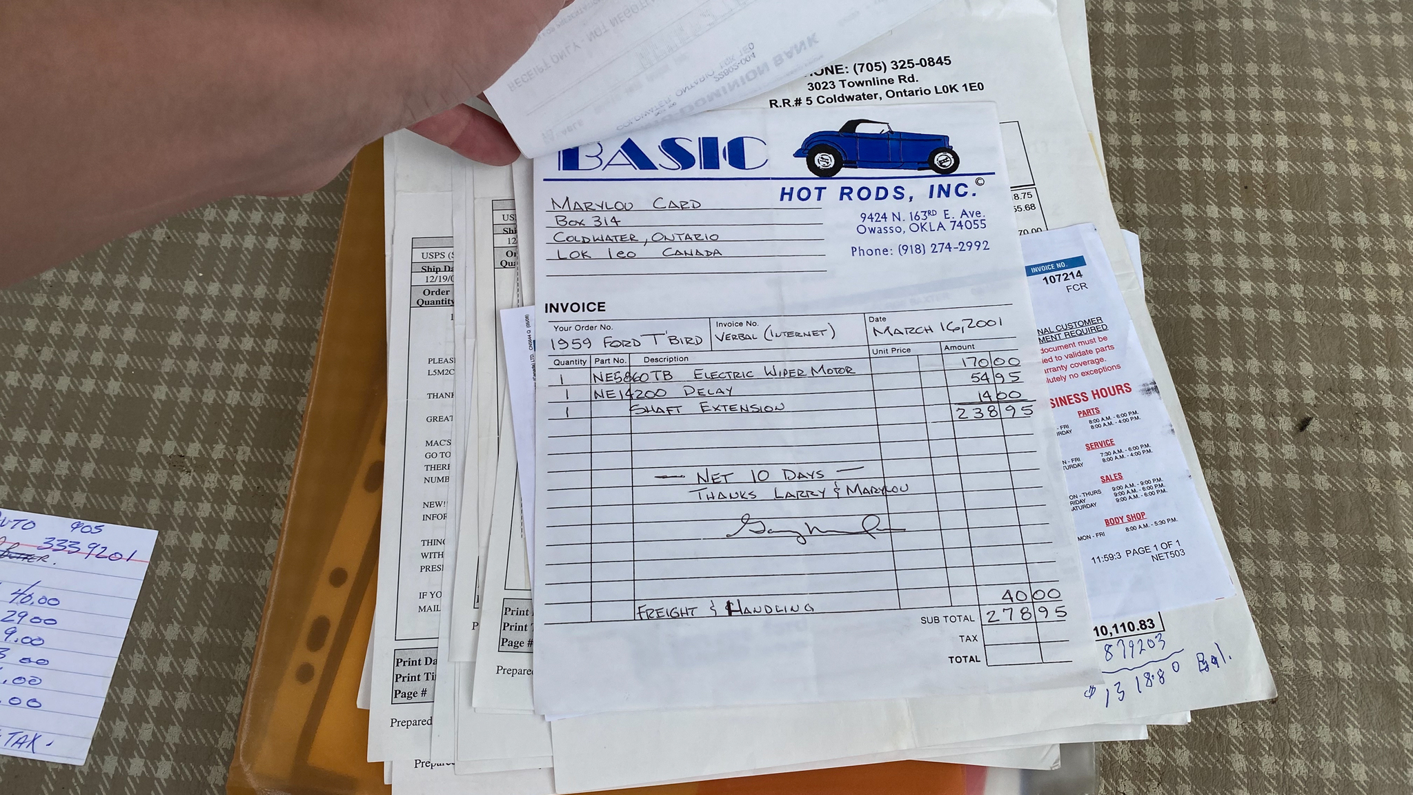 Dokumentation för 1959 Ford Thunderbird hardtop