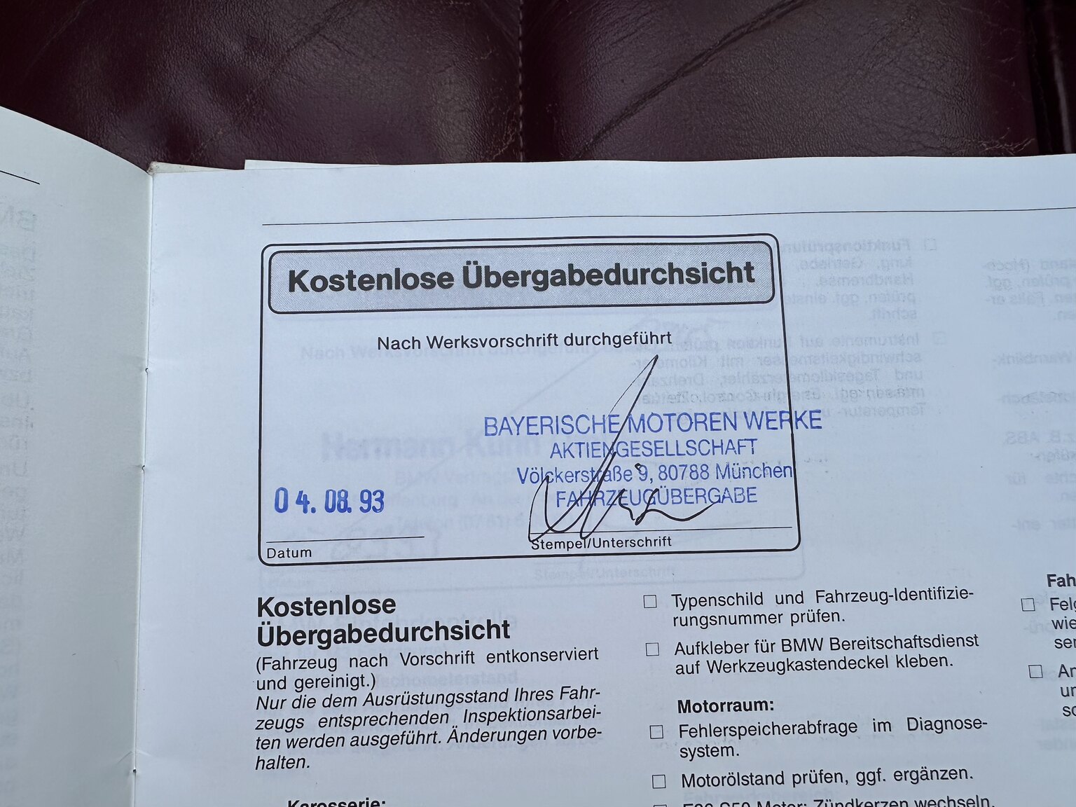 Dokumentation, 1993 BMW 325i Convertible