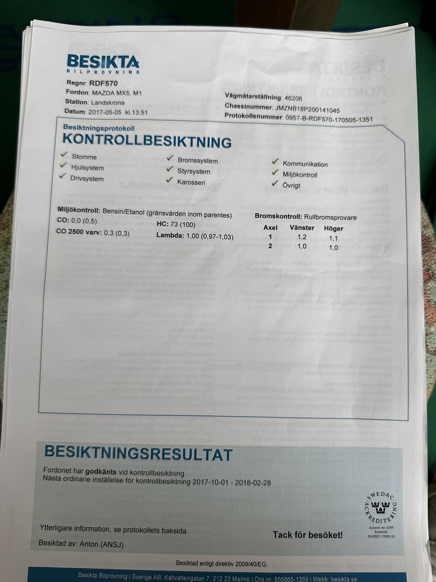 Dokumentation för 1999 Mazda MX-5