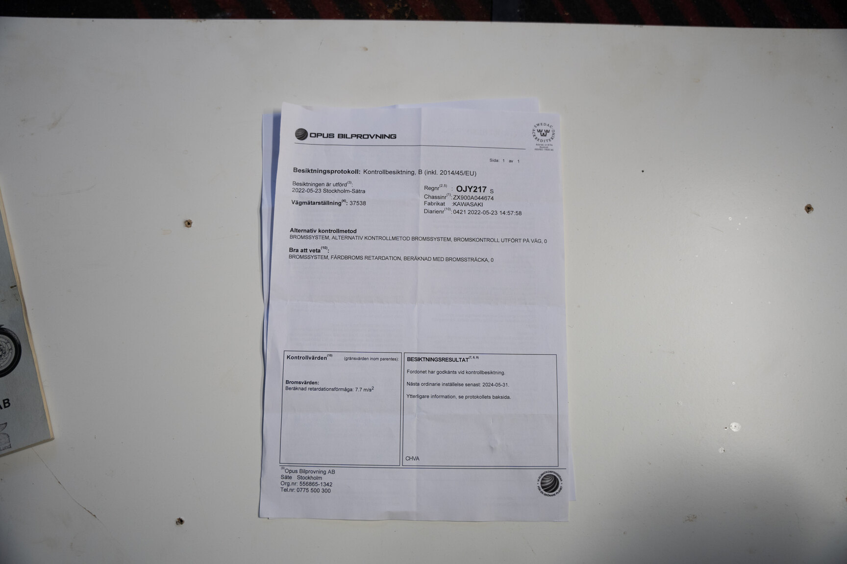 Dokumentation för 1990 Kawasaki ZX900R