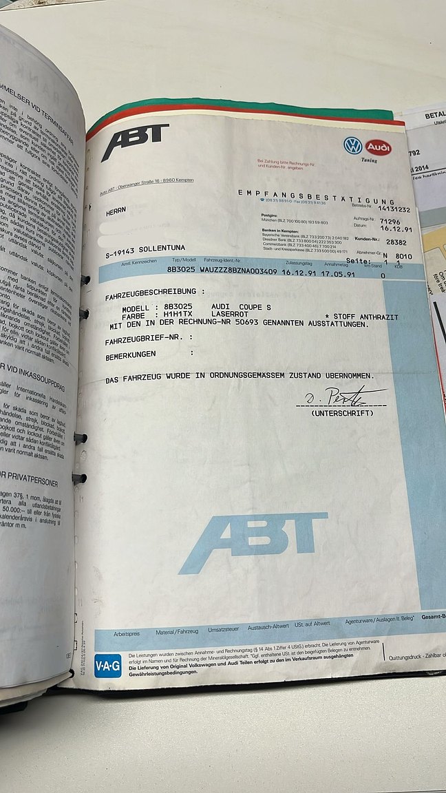 Dokumentation för 1992 Audi quattro S2 Abt C5