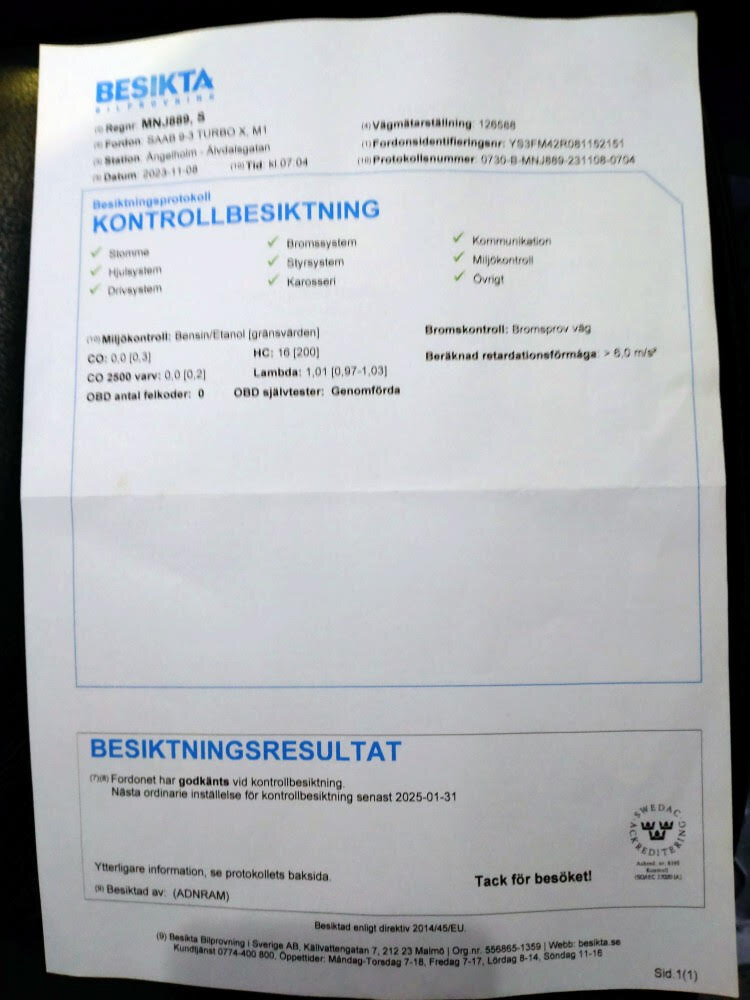 Dokumentation för 2008 Saab 9-3 Turbo X