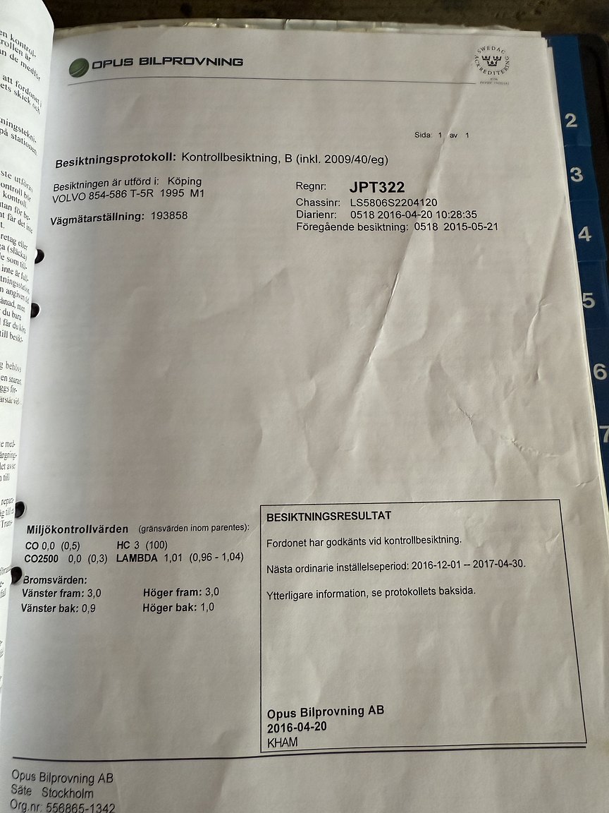 Documentation for 1995 Volvo 850 T-5R