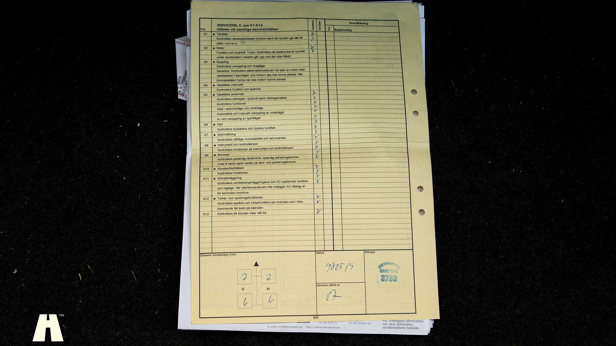 Dokumentation för 1995 SAAB 900 SE V6 Automat