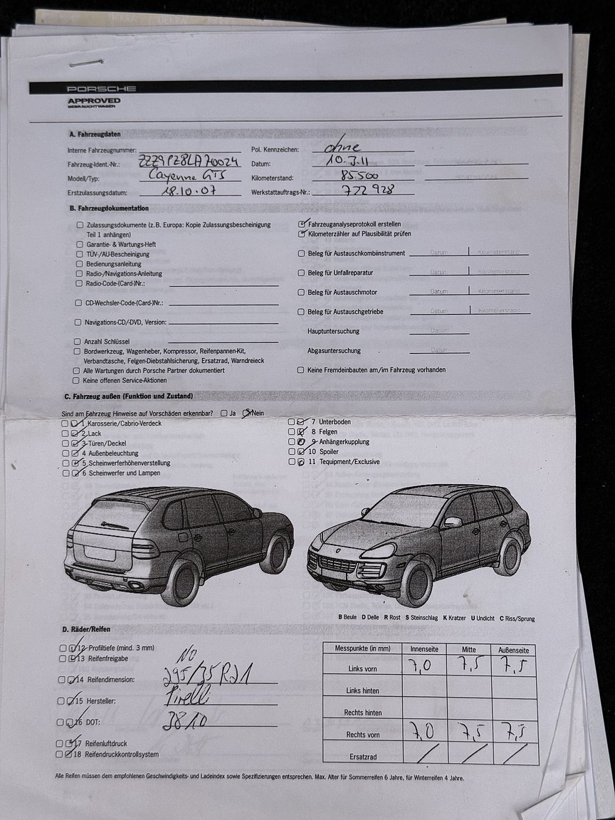 Dokumentation för 2008 Porsche Cayenne GTS 6-växlad Manuell
