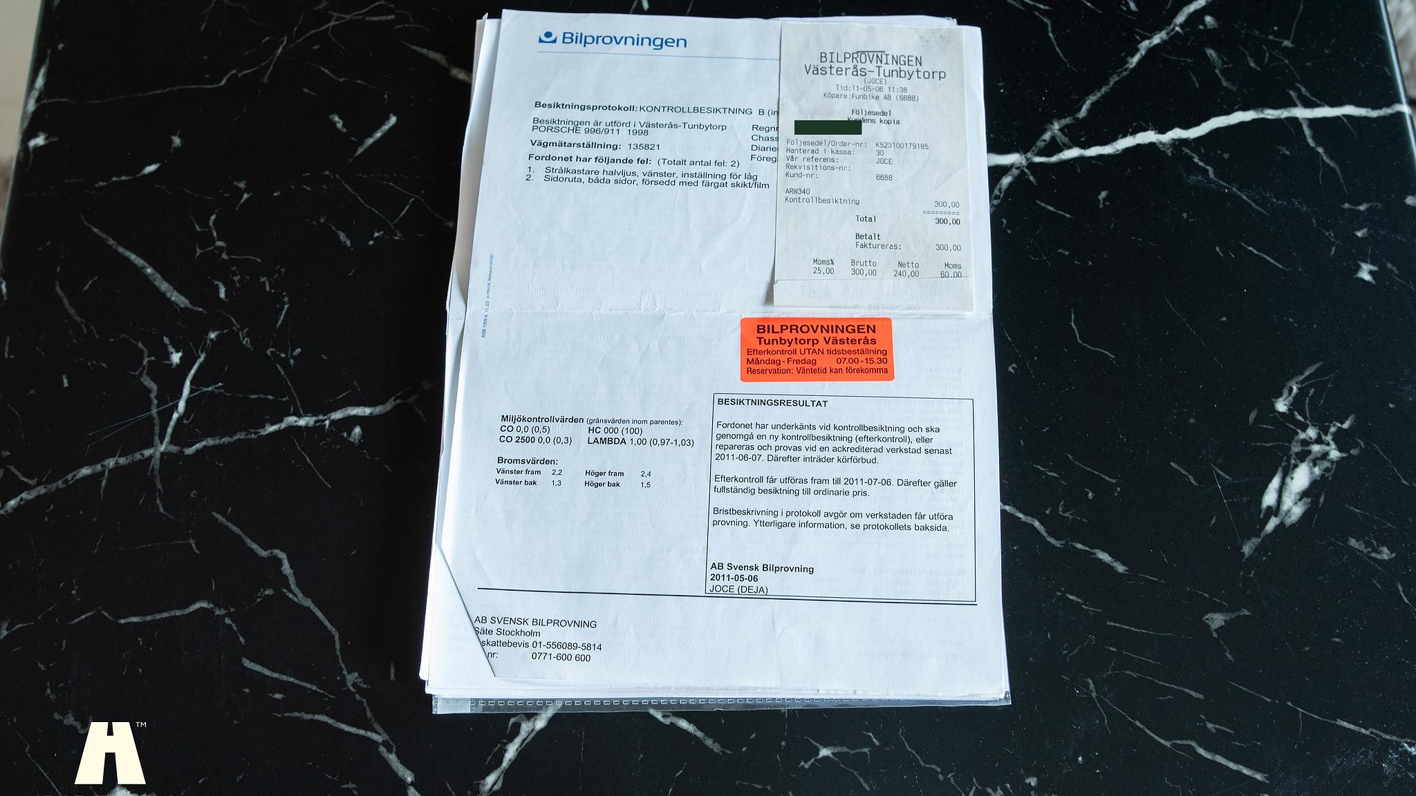 Documentation for 1998 Porsche 996 Carrera 2 “Clubsport”