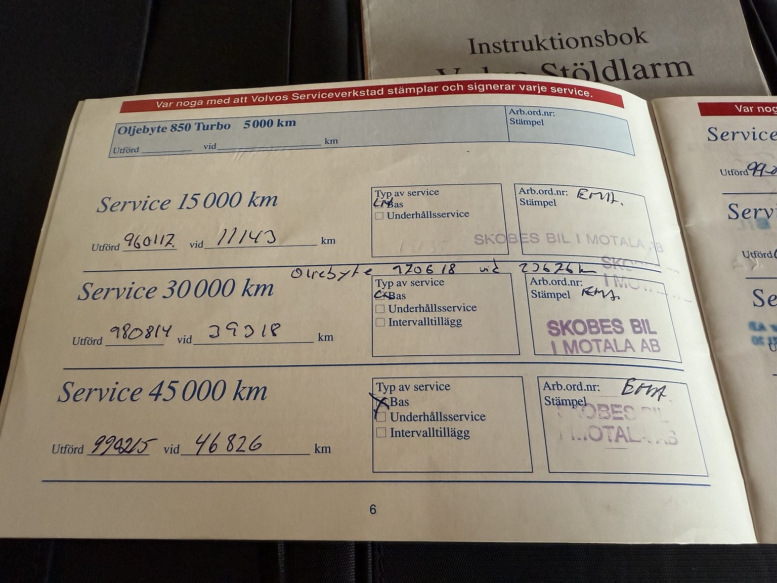 Documentation for 1995 Volvo 850 T-5R