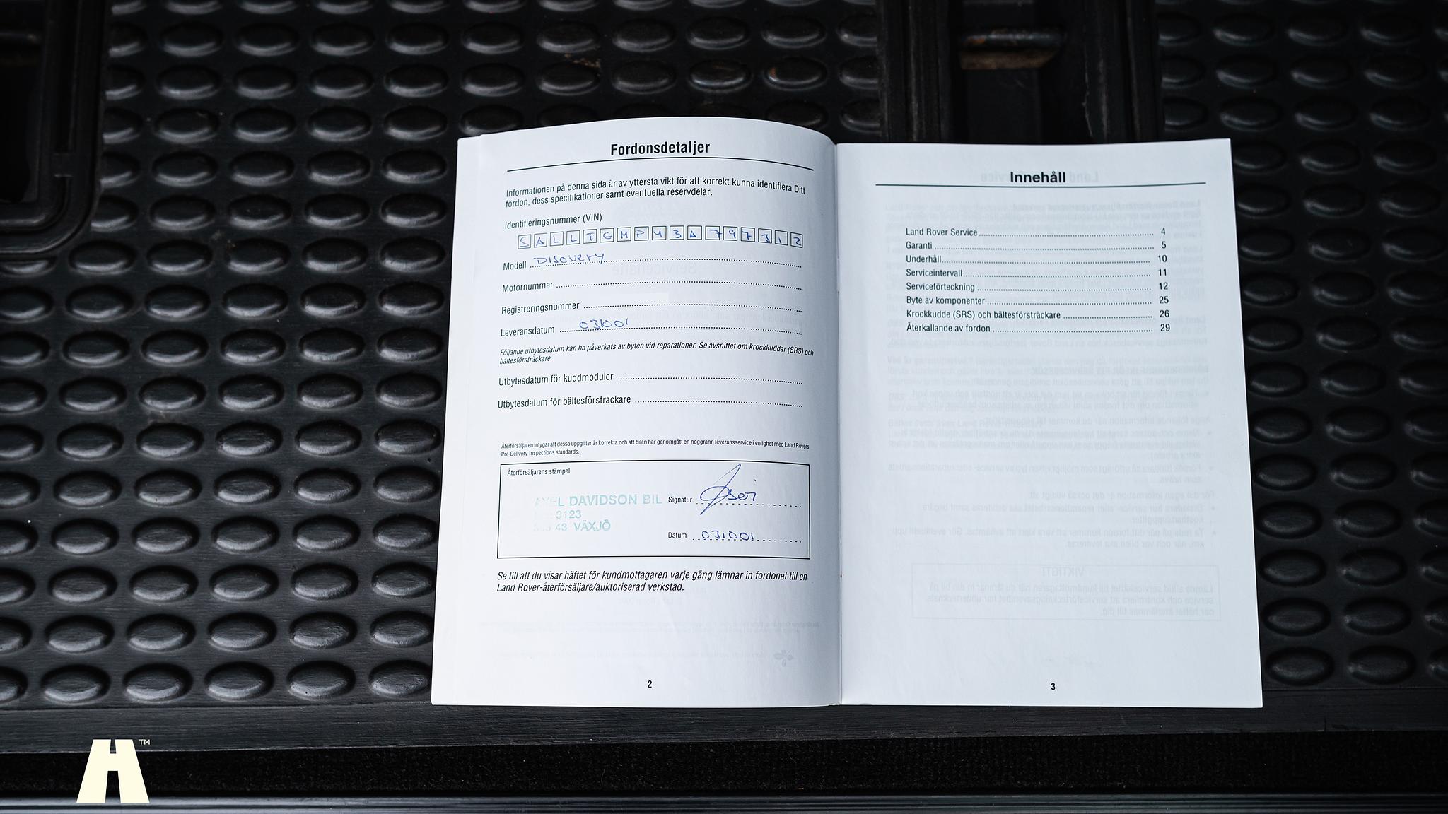 Documentation for 2003 Land Rover Discovery II, 2003