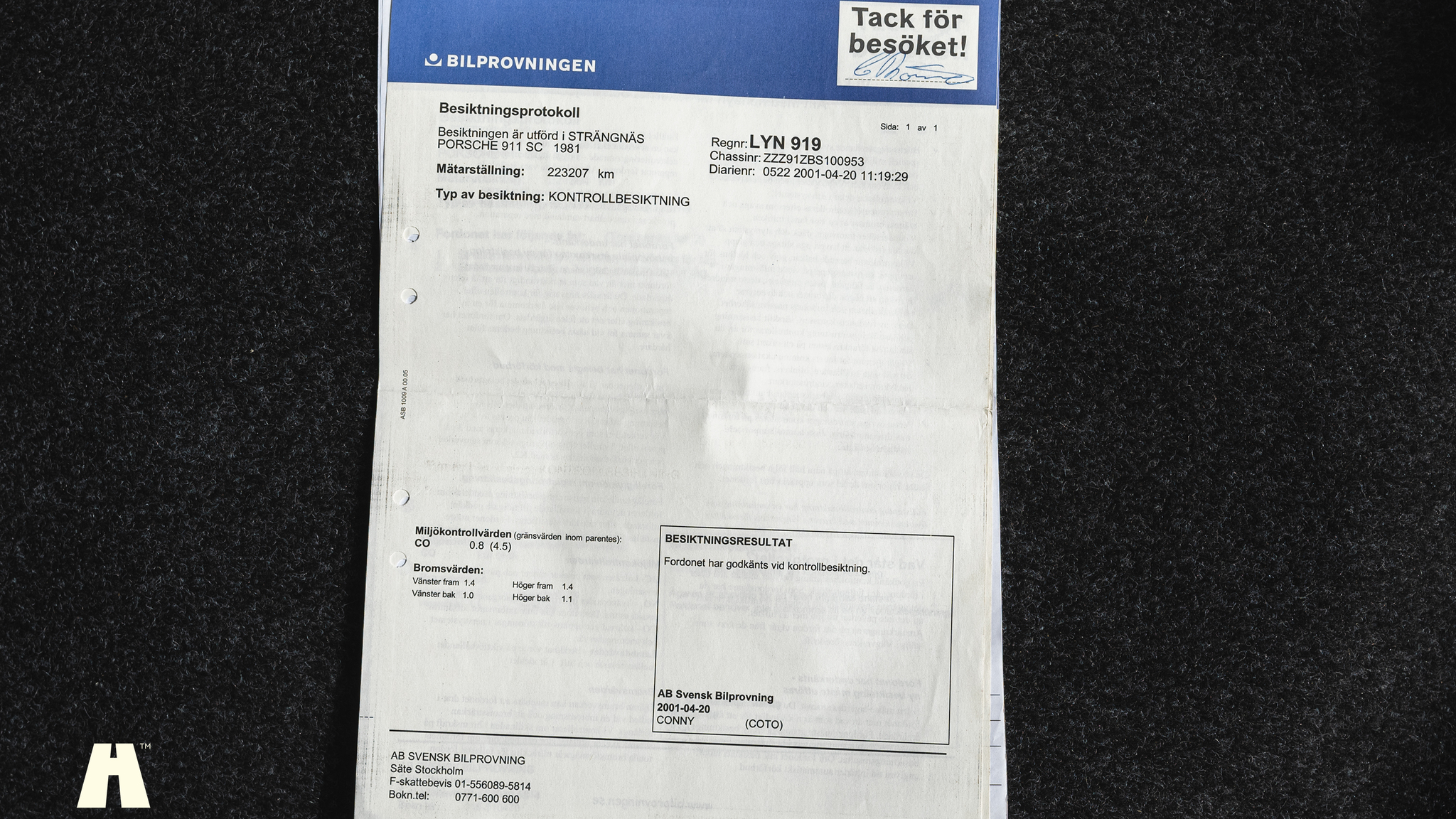 Dokumentation, 1981 Porsche 911 SC Backdate