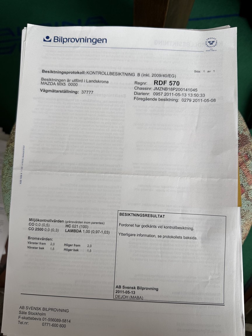 Dokumentation för 1999 Mazda MX-5