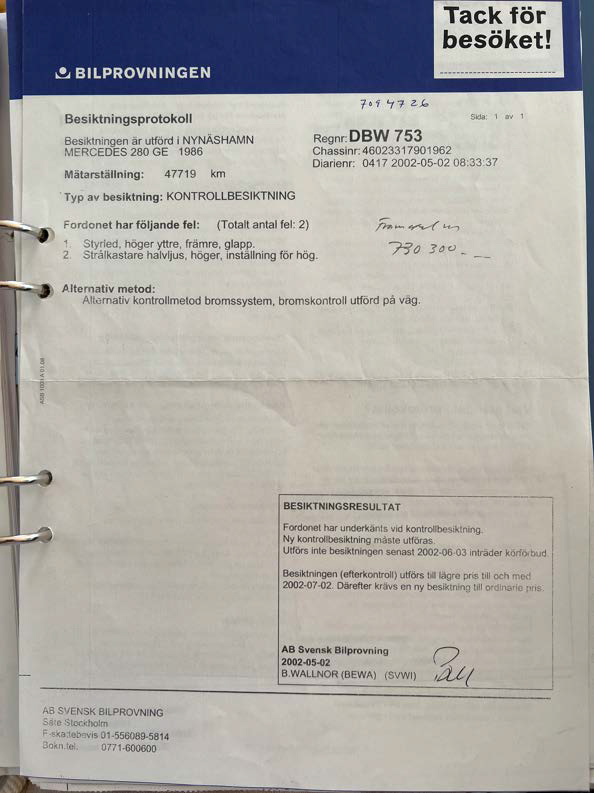 Dokumentation för 1986 Mercedes 280 GE (18)