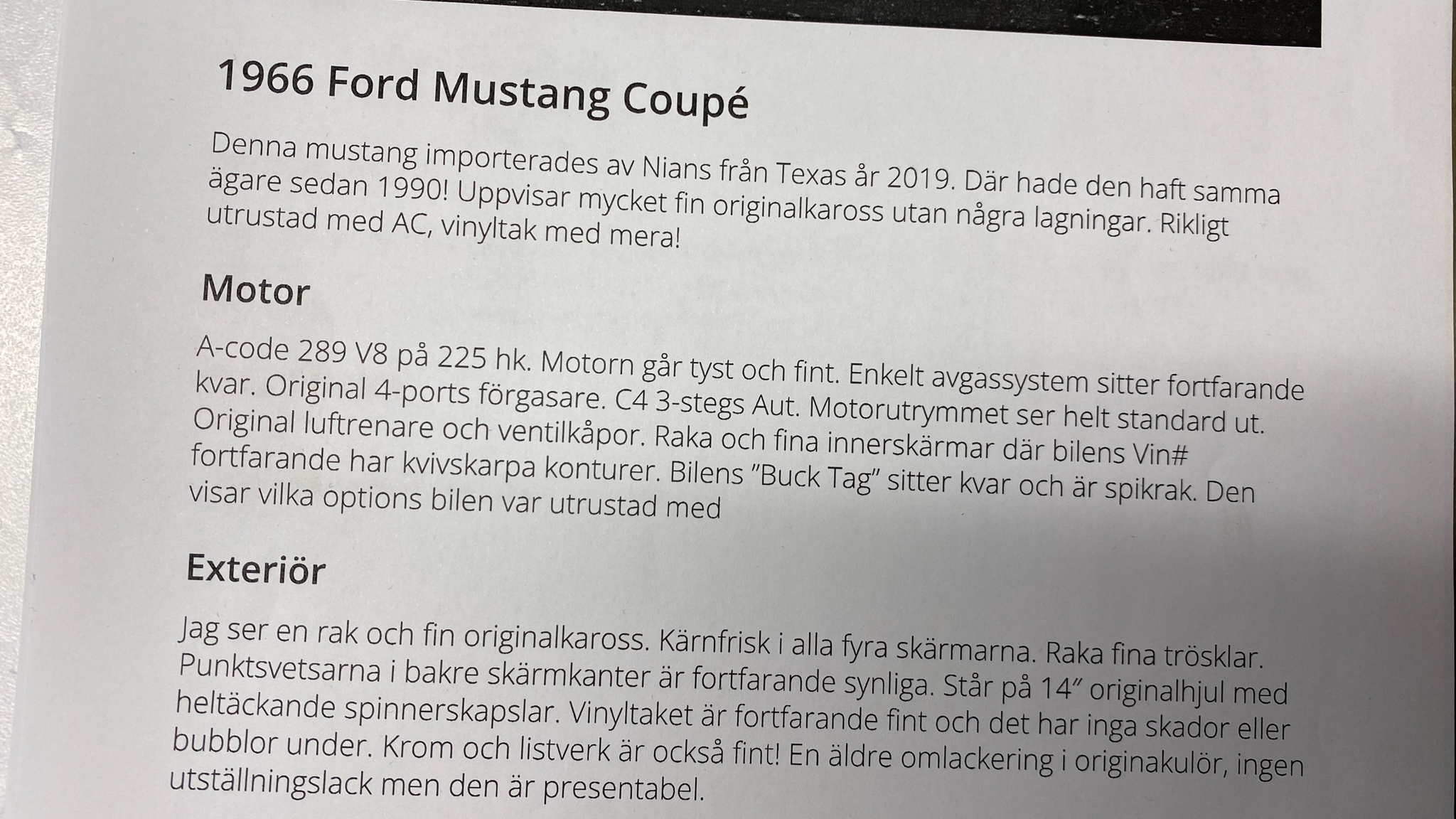 Dokumentation, 1966 Ford Mustang 289 Hardtop (5)