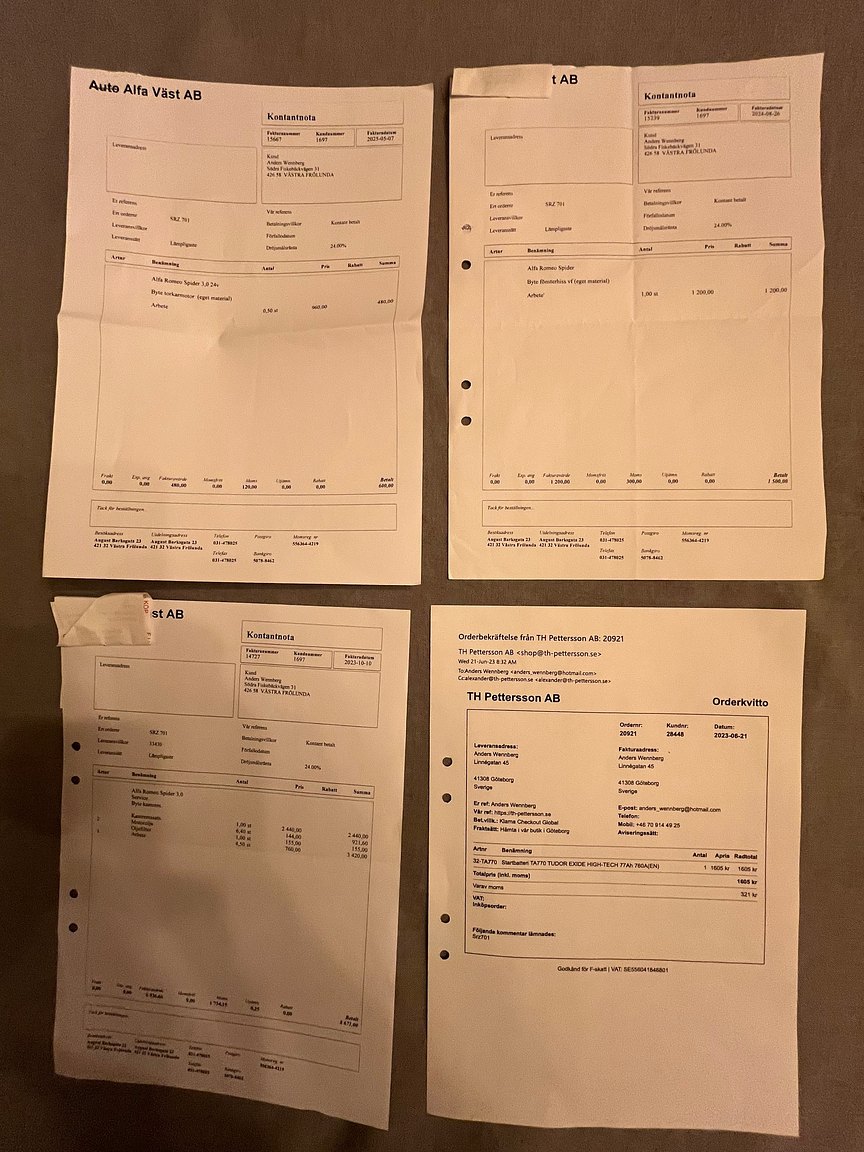 Documentation for 2001 Alfa Romeo Spider 3.0 V6